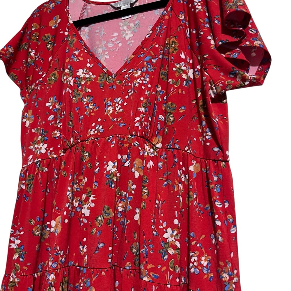 London Times Red Floral Midi Dress - Picture 2 of 5
